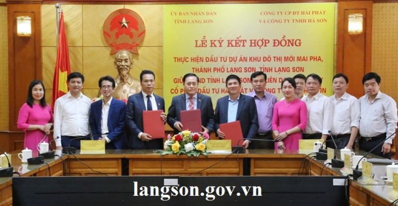 Buổi lễ ký kết hợp đồng thực hiện dự án Khu đô thị mới Mai Pha (Ảnh: langson.gov.vn)