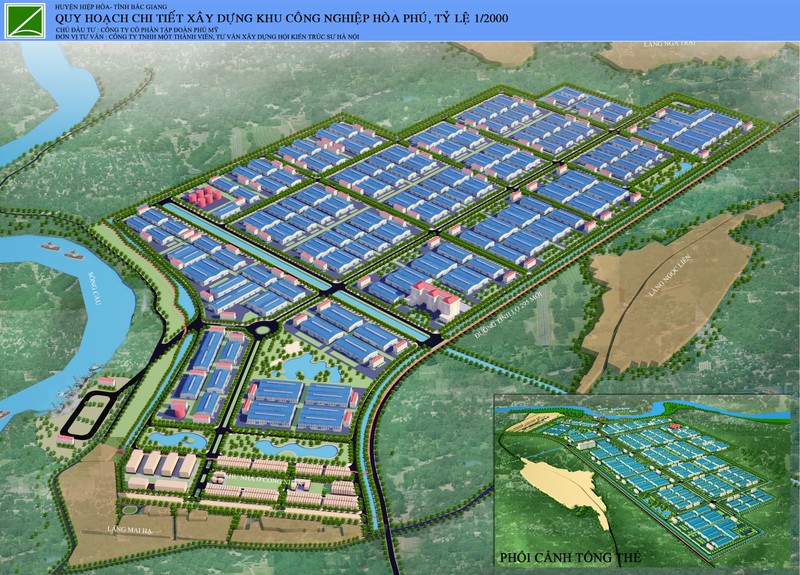 Phối cảnh KCN Hòa Phú mà Vinaconex góp vốn đầu tư cùng thành viên Phú Mỹ Group (Nguồn: Ban quản lý các KCN tỉnh Bắc Giang)