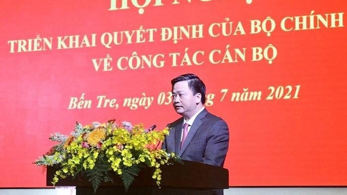 Ông Lê Đức Thọ tại hội nghị triển khai quyết định của Bộ Chính trị về công tác cán bộ ngày 3/7/2021 (Nguồn: CTG)