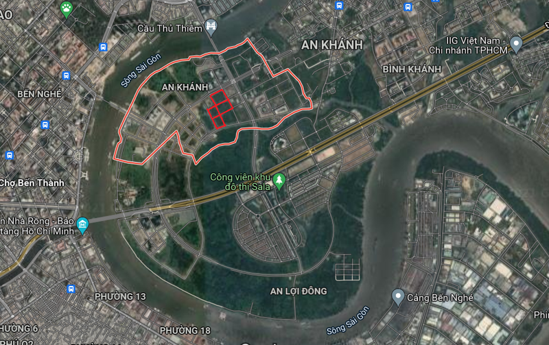 Vị trí 4 khu đất tại Khu đô thị mới Thủ Thiêm (Tp. Thủ Đức) được đem ra đấu giá