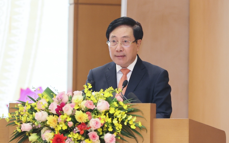 Phó Thủ tướng Phạm Bình Minh phát biểu tại Hội nghị trực tuyến của Chính phủ với các địa phương, diễn ra vào sáng 3/1/2022 (Ảnh: VGP)