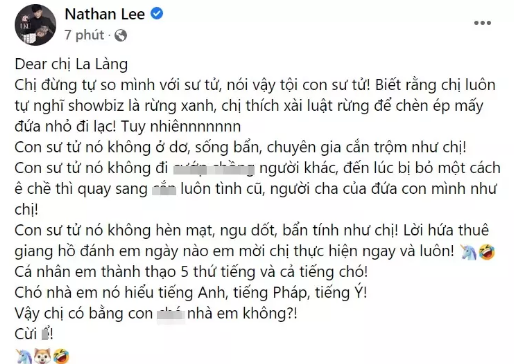 Nathan Lee đáp trả chị "La Làng"