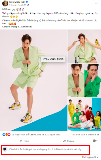 Kiều Minh Tuấn giới hạn những người có thể bình luận về bài viết