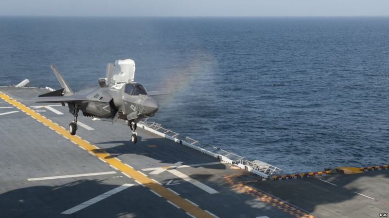 Máy bay tàng hình F-35B trên tàu sân bay USS Wasp tham gia cuộc diễn tập