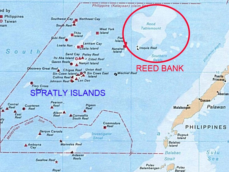 Bải Cỏ Rong (Redd Bank) - nơi xảy ra vụ việc tàu Trung Quốc đâm chìm tàu của ngư dân Philippines