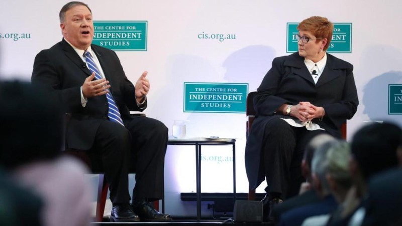 Hai ngoại trưởng Mike Pompeo và Marise Payne tại cuộc họp báo