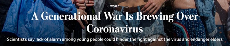 The Wall Street Journal cho rằng đã diễn ra cuộc chiến giữa các thế hệ trong thời dịch bệnh Viêm phổi do virus Corona mới (Ảnh: Guancha). The Wall Street Journal cho rằng đã diễn ra cuộc chiến giữa các thế hệ trong thời dịch bệnh Viêm phổi do virus Corona mới (Ảnh: Guancha).