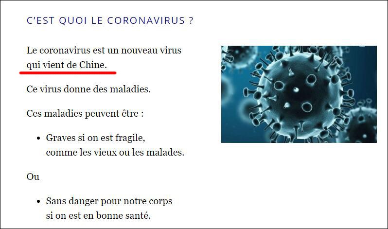 Trang web của Chính phủ Pháp ghi rõ “virus Corona mới là một loại virus bắt nguồn từ Trung Quốc” (Ảnh: Guancha) Trang web của Chính phủ Pháp ghi rõ “virus Corona mới là một loại virus bắt nguồn từ Trung Quốc” (Ảnh: Guancha)