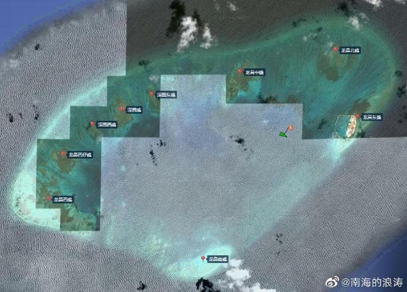 Trung Quốc ngang nhiên đặt tên trái phép cho các bãi ngầm trong khu vực đảo chìm Đá Tây ở Trường Sa thuộc chủ quyền Việt Nam (Ảnh: Weibo)