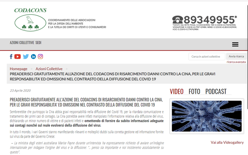 Hiệp hội tiêu dùng của Italy đang đi tiên phong trong việc khởi kiện Trung Quốc (Ảnh JFDaily).