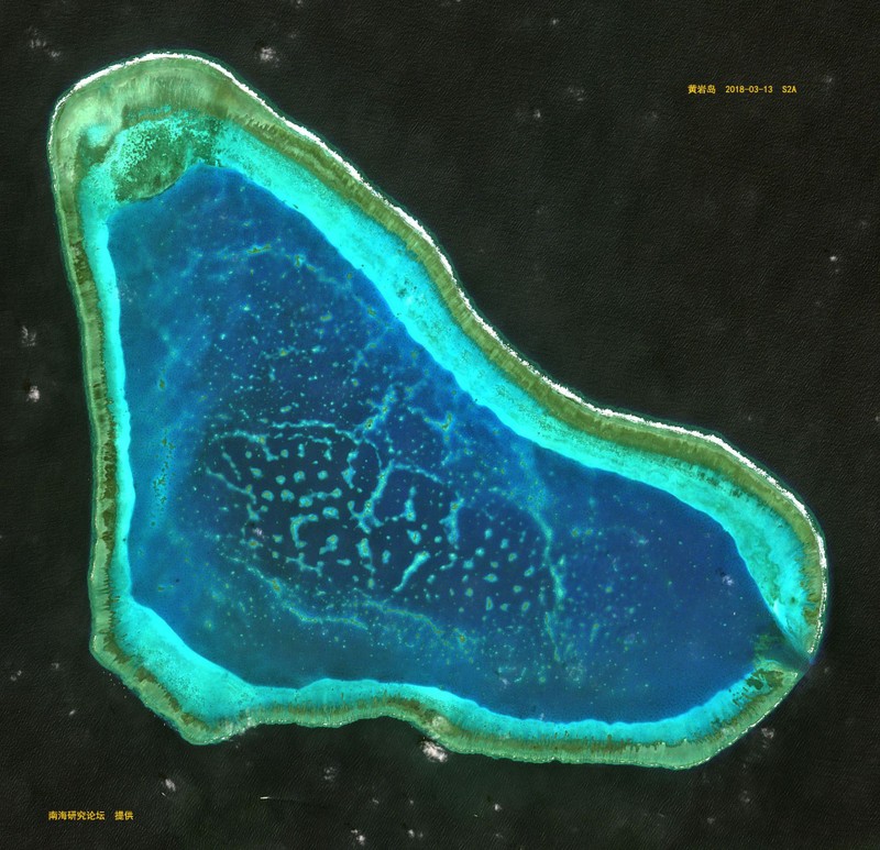 Đảo san hô Scaborough mà Philippines tuyên bố chủ quyền hiện đang bị Trung Quốc kiểm soát (Ảnh: Toutiao).