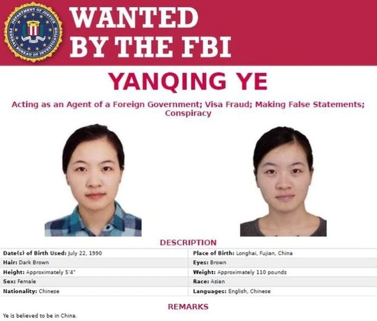 FBI phát lệnh truy nã Diệp Diên Khánh, Trung úy PLA nghiên cứu sinh ở Mỹ đã bỏ trốn về Trung Quốc (Ảnh: Apple Daily).