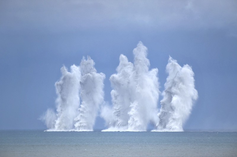 Không quân Đài Loan diễn tập ném bom ngăn chặn đối phương đổ bộ (Ảnh: CNA). Không quân Đài Loan diễn tập ném bom ngăn chặn đối phương đổ bộ (Ảnh: CNA).