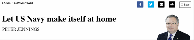 Bài báo trên The Australian ủng hộ việc đặt căn cứ Hạm đội Một tại Australia (Ảnh: Guancha). Bài báo trên The Australian ủng hộ việc đặt căn cứ Hạm đội Một tại Australia (Ảnh: Guancha).