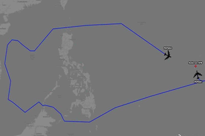 Sơ đồ đường bay của hai chiếc B-52H hôm 25/1 (Ảnh: Dongfang).