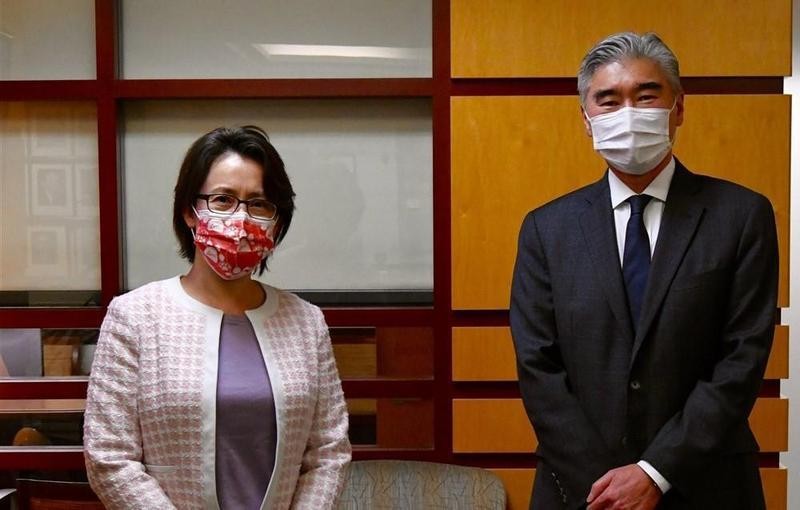 Đại diện Đài Loan tại Mỹ Tiêu Mỹ Cầm đến Bộ Ngoại giao Mỹ hôm 10/2 (Ảnh: Đông Phương).