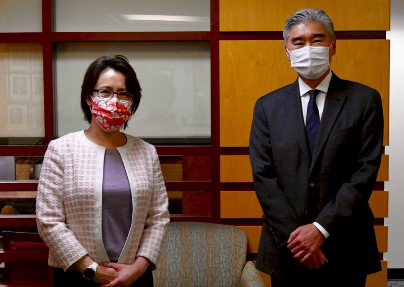 Hôm 10/2, Đại diện Đài Loan tại Mỹ Tiêu Mỹ Cầm tới Bộ Ngoại giao Mỹ (Ảnh: CNA).