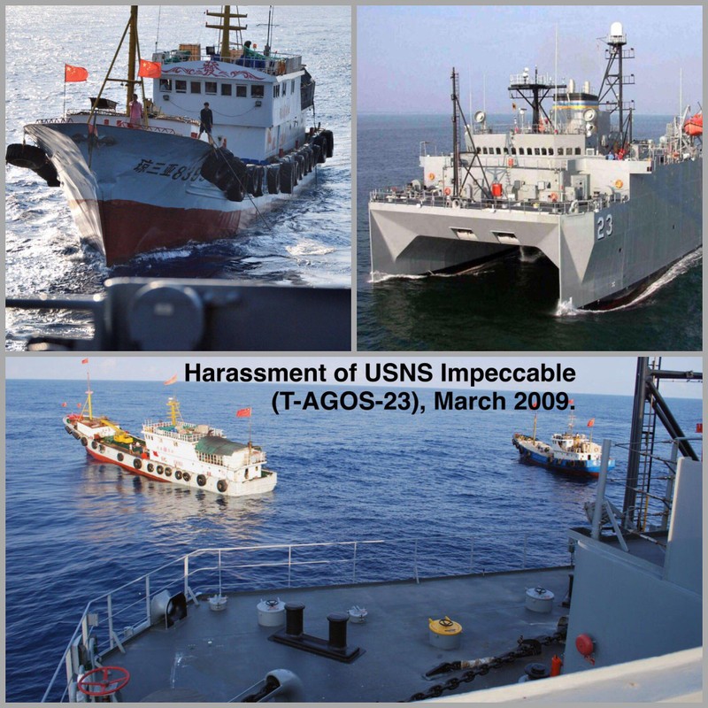 Hình ảnh các tàu Trung Quốc bao vây USNS Impeccable ngày 8/3/2009 (Ảnh: Zhihu).