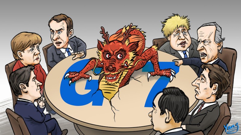 Các nhà lãnh đạo G7 nhất trí tiếp tục điều tra nguồn gốc SARS-CoV-2 đối với Trung Quốc (Tranh biếm: Dwnews). Các nhà lãnh đạo G7 nhất trí tiếp tục điều tra nguồn gốc SARS-CoV-2 đối với Trung Quốc (Tranh biếm: Dwnews).