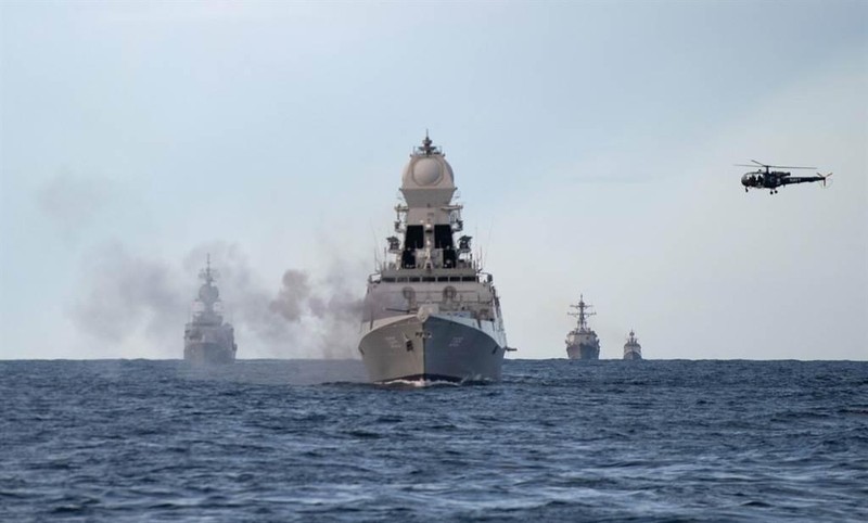 Hải quân Ấn Độ tham gia cuộc diễn tập Malabar 2020, năm nay cũng cử 4 tàu tới Biển Đông tham gia (Ảnh: USNavy).