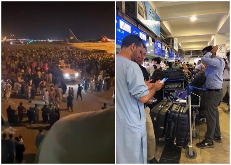 Cảnh hỗn loạn ở sân bay Kabul tối 15/8 (Ảnh: Đông Phương).