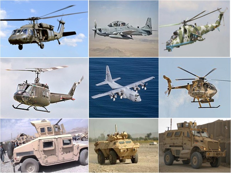 Một số loại máy bay và xe quân sự Taliban thu được (Ảnh: jsxw). Một số loại máy bay và xe quân sự Taliban thu được (Ảnh: jsxw).