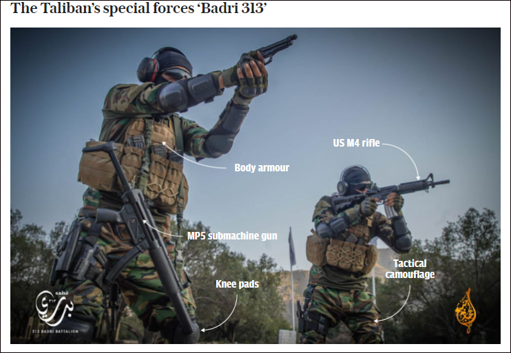 Taliban khoe ảnh về đơn vị đặc nhiệm "Badri 313" trên mạng xã hội (Ảnh: guancha). Taliban khoe ảnh về đơn vị đặc nhiệm "Badri 313" trên mạng xã hội (Ảnh: guancha).