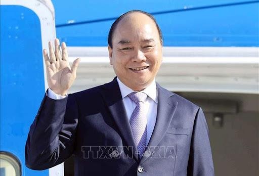 Chủ tịch Nguyễn Xuân Phúc tới New York tối 20/9 tham dự kỳ họp 76 Đại hội đồng Liên Hợp Quốc (Ảnh: TTXVN).