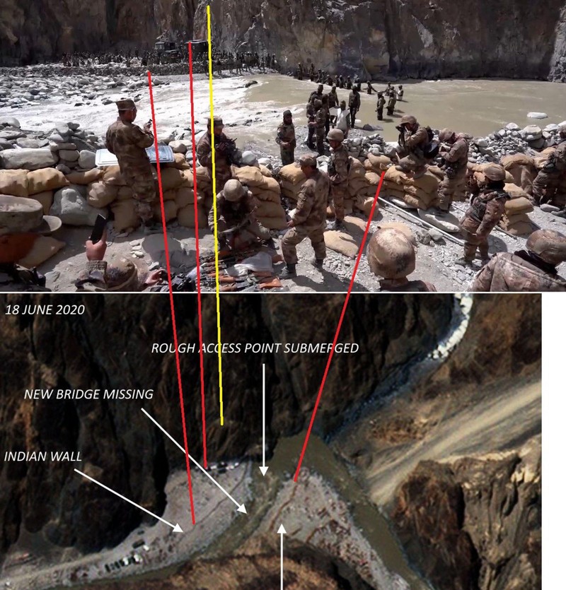 Hình ảnh Trung Quốc công bố cho thấy lính PLA đã kiểm soát được khu vực tranh chấp ở Thung lũng Galwan sau vụ đụng độ đẫm máu tháng 6/2020 (Ảnh: Dwnews).