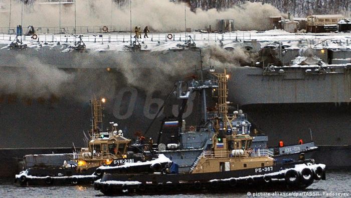 Tàu "Admiral Kuznetsov" bị cháy năm 2019 (Ảnh: Deutsche Welle). Tàu "Admiral Kuznetsov" bị cháy năm 2019 (Ảnh: Deutsche Welle).