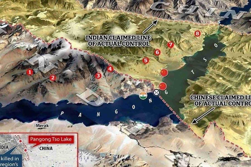 Hồ Pangong Tso - điểm nóng tranh chấp trên đoạn biên giới Trung - Ấn phía Tây (Ảnh: Dwnews).