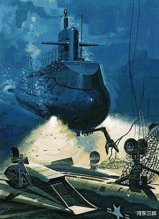 Tàu ngầm NR-1 của Mỹ trục vớt chiếc F-14 Tomcat năm 1974 (Ảnh: Sohu).