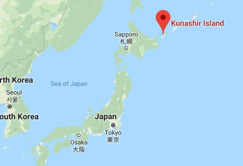 Vị trí đảo Kunashir ở rất gần đảo Hokkaido của Nhật. Vị trí đảo Kunashir ở rất gần đảo Hokkaido của Nhật.