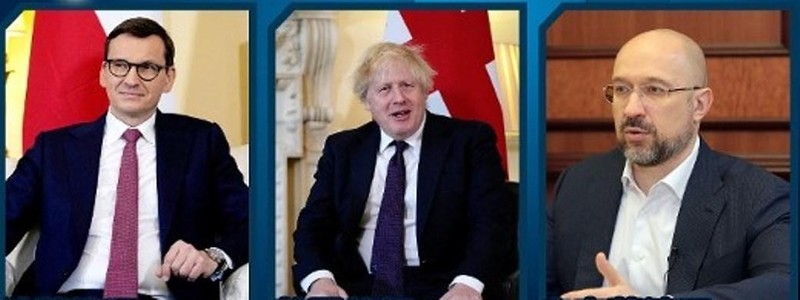 Thủ tướng Ukraine, Anh, Ba Lan (từ phải qua) tuyên bố lập mô hình hợp tác khu vực ba bên để tăng cường hợp tác chống lại Nga (Ảnh: Đông Phương).