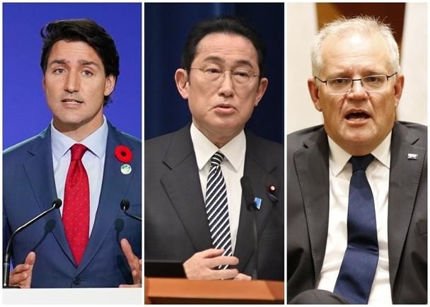 Thủ tướng các nước Canada, Nhật và Australia lần lượt tuyên bố áp dụng các biện pháp trừng phạt mới đối với Nga (Ảnh: Đông Phương).