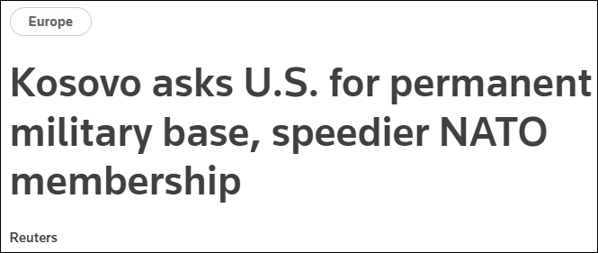 Kosovo yêu cầu Mỹ đặt căn cứ quân sự ở nước này để đổi lấy việc gia nhập NATO.