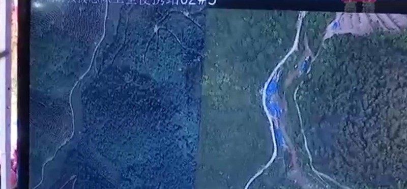 Ảnh vệ tinh chụp khu vực máy bay rơi trước (trái) và sau khi xảy ra vụ tai nạn (Ảnh: Đông Phương). Ảnh vệ tinh chụp khu vực máy bay rơi trước (trái) và sau khi xảy ra vụ tai nạn (Ảnh: Đông Phương).