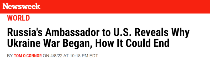 Tờ Newsweek viết về cảnh báo của Đại sứ Nga Antonov/