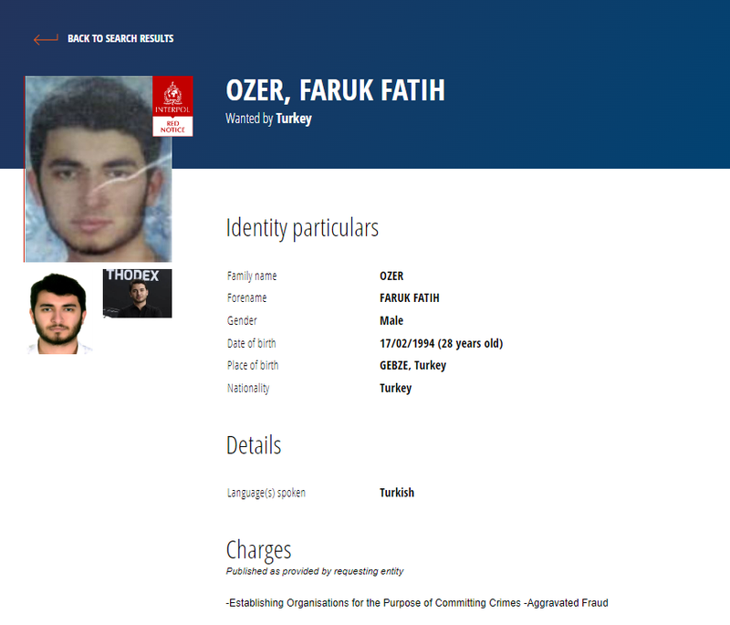 Thông báo truy nã Ozer của Interpol (Ảnh: Guancha).