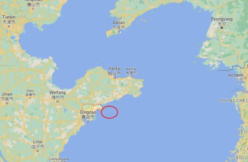 Vị trí nơi UFO xuất hiện gần thành phố Thanh Đảo (Ảnh: QQ).