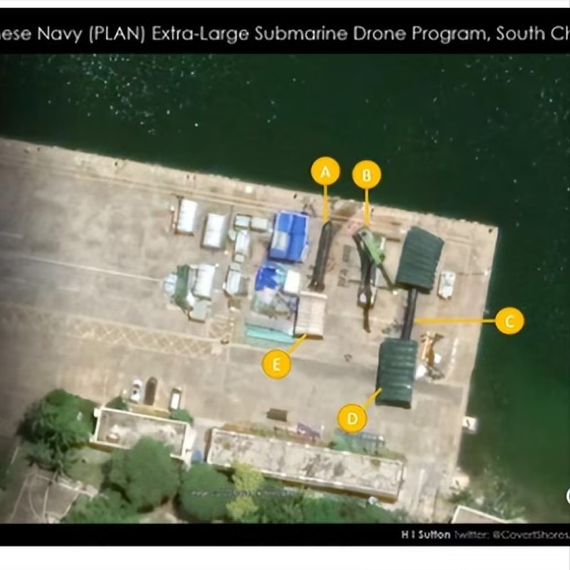 Ảnh vệ tinh Mỹ chụp được về vụ thử nghiệm tàu XLLUUV của Trung Quốc ở Biển Đông (Ảnh: QQ).