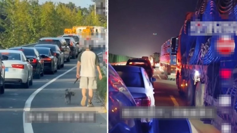 Xe ket dai, nhieu nguoi xuong di dao.jpg