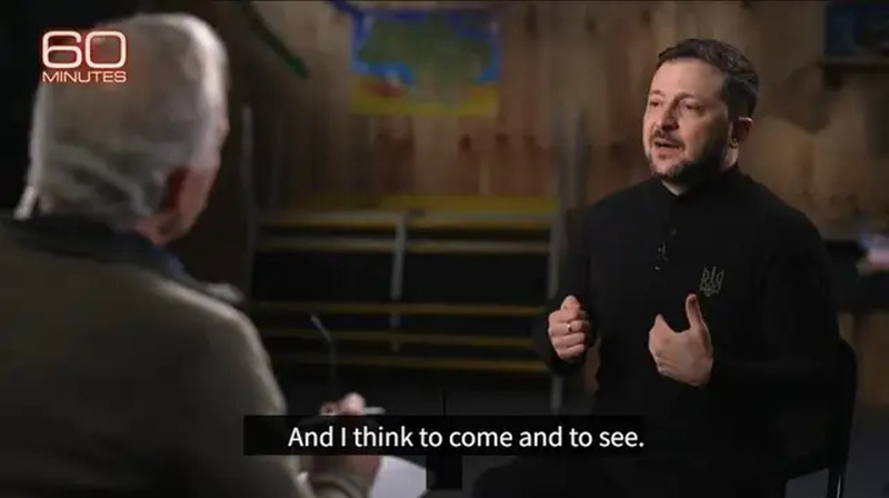 Tổng thống Ukraine Zelensky trả lời phỏng vấn Đài CBS hôm 14/4. Ảnh: QQnews.