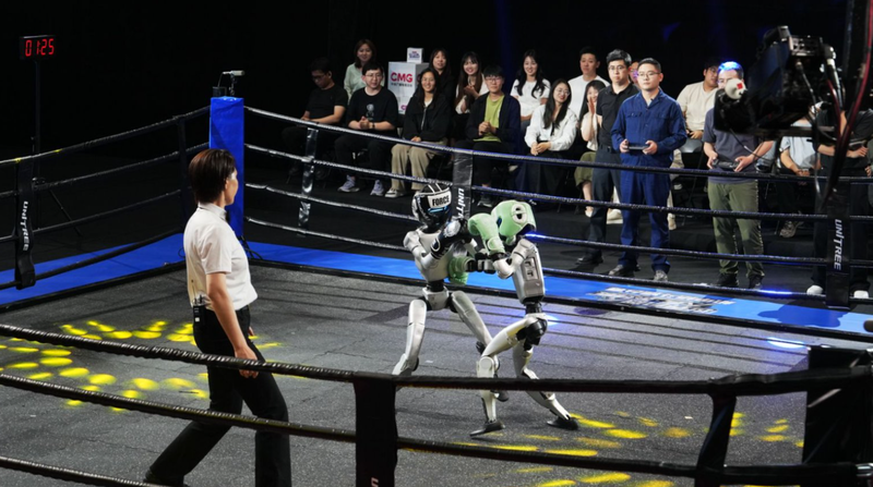 Các võ sĩ robot thi đấu quyết liệt trên võ đài. Ảnh: STCN.