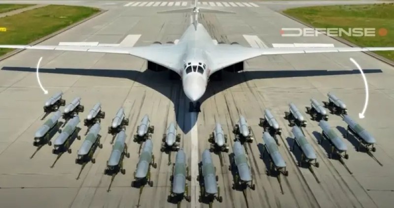 Máy bay ném bom chiến lược Tu-160 và vũ khí mang theo. Ảnh: Defense.