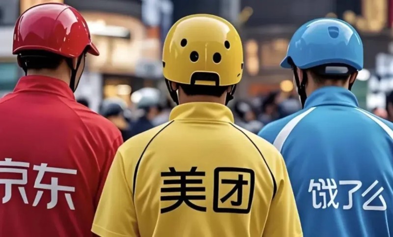 Ba ông lớn trong ngành giao hàng nhanh qua mạng ở Trung Quốc đang cạnh tranh quyết liệt (trái qua phải): JD.com, Meituan , Ele.me (Alibaba). Ảnh: Sina.