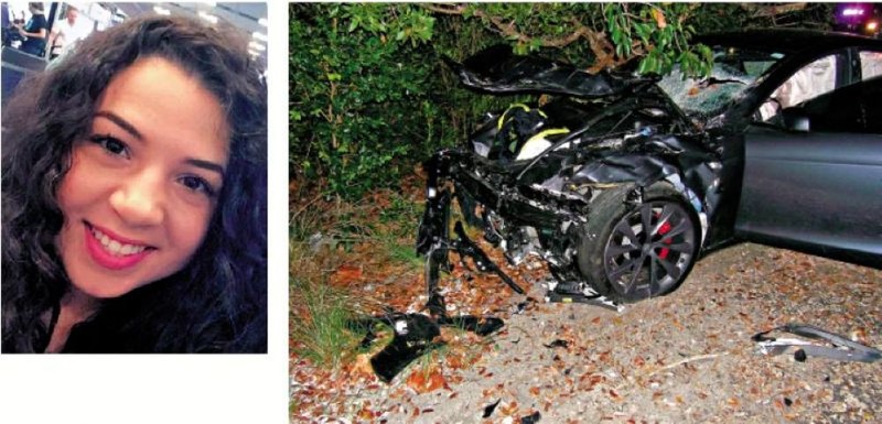 Nạn nhân 22 tuổi Leon và chiếc Tesla Model S gây tai nạn. Ảnh: Takungpao.