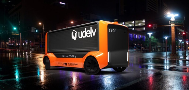 Tháng 4/2021, Udelv thông báo, Mobileye Drive, hệ thống tự lái của Mobileye sẽ điều khiển các Transporters, phương tiện giao hàng tự lái thế hệ tiếp theo của Udelv. Ảnh: Udelv