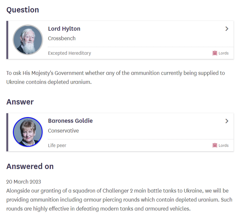 Thứ trưởng Bộ Quốc phòng Anh trả lời chất vấn của thành viên Thượng viện Anh. Ảnh South Front. Thứ trưởng Bộ Quốc phòng Anh trả lời chất vấn của thành viên Thượng viện Anh. Ảnh South Front.