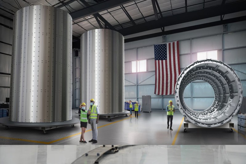 Hệ thống Mantis có thể in các cụm hình trụ khổng lồ bằng kim loại. Ảnh Rosotics Hệ thống Mantis có thể in các cụm hình trụ khổng lồ bằng kim loại. Ảnh Rosotics